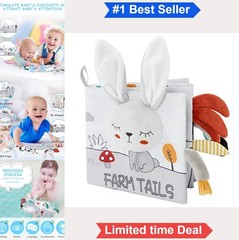 Sensory Cloth Book Baby 0-12 Months Soft Crinkle Page Infant Touch Toy