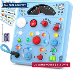 Busy Board Montessori Toys for Toddlers 1 2 3 4 Year Old with 13 LED Lights, Sen