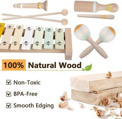 Montessori Wooden Musical Instruments Set for Toddlers Kids Percussion Safe