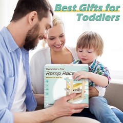 Car Ramp Toys for One Old Boy Birthday Gifts, Wooden Montessori Toys for 1 2…