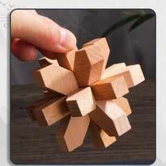 Wooden Puzzle Lock 3D Brain Teaser Interlocking IQ Learning Toy for Kids Adults