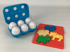 Rainbow Shape Sorter Eggs Counting Numbers Colors Vintage Evenflo Puzzle Lot