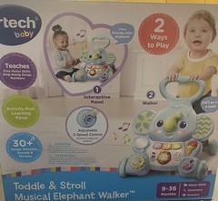 NEW VTech Walker Toddle Stroll Musical Elephant Activity 2 Speeds 9-36 Months