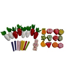 Montessori Educational Wood Food Pieces Rabbit Farm Shape Sorter Educational Toy
