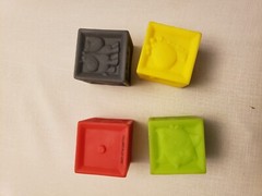 Infantino Kids Rubber Blocks 2”x2” Sensory Toys Motor Skills Set of 4 Learning