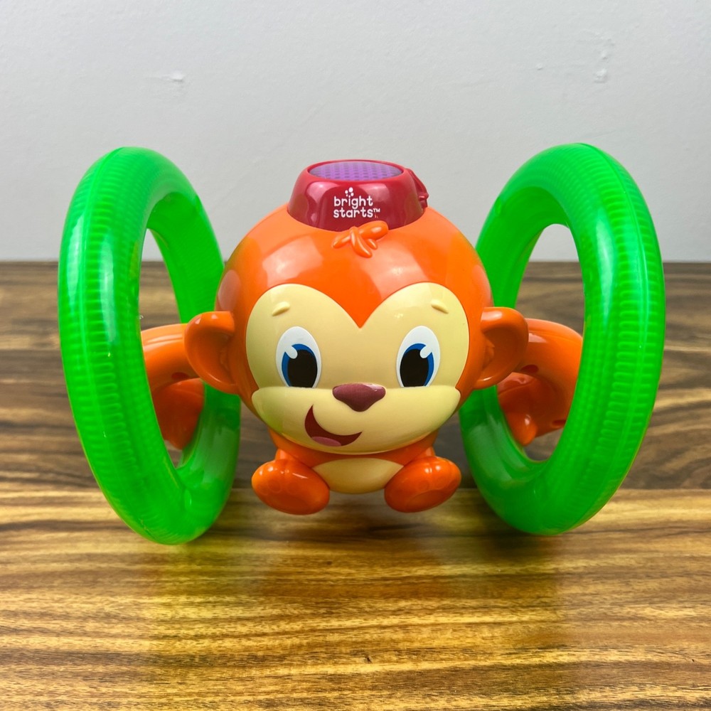 Bright Starts Light Up Roll Glow Monkey Developmental Play Learn Toy Works