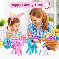 Easter Birthday Gifts Kids Unicorn Eggs Toys for 3 4 5 6 7 8 9 Year Old Girl 4PC