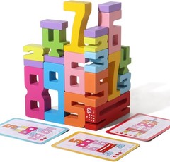 20PCS Wooden Number Building Blocks, Montessori Toys Math Learning Toys for K…