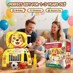 Toys for 1 Year Old Boy – Toddler Basketball Hoop & Soccer Goal & Baseball