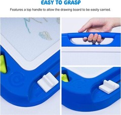 Blue Magnetic Writing Board For Toddlers 16X13 Drawing Area With Stamps