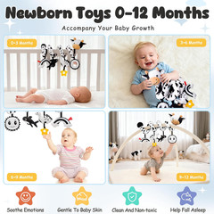 Spiral Car Seat Baby Toys 0-6 Months, Infant Carseat High Contrast Sensory Toys