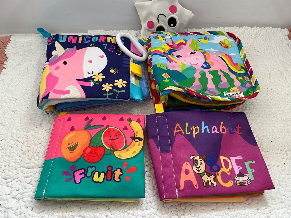 Soft Books Unicorns, Fruit Book, Alphabet Book EUC