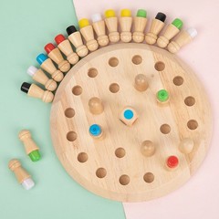 1pc Wooden Memory Match Stick Chess Montessori Puzzle Board Game for Kids&Family