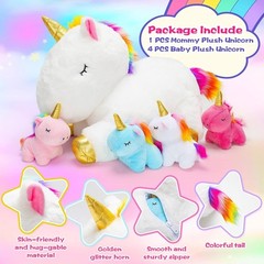 Toys for Girls Ages 0 1 2 3 4 5 6 7 8+ – Unicorn Mommy Stuffed Animal with 4…