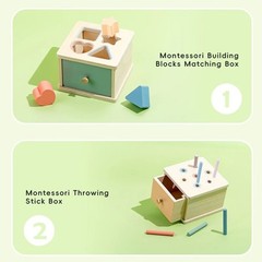 Montessori Toys for 1-3 Year Old Color Sorting Wooden Drawer Box Toy for Toddler