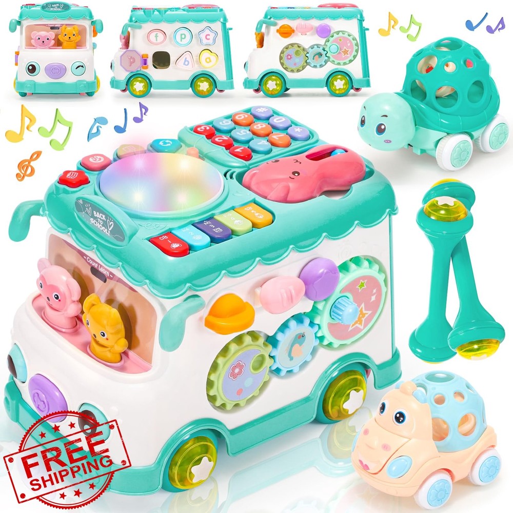 AmiDear Blue Montessori Bus Toddler Toy