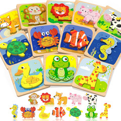 Wooden Toddler Puzzles, Montessori Toddler Toys for 1 2 Year Old | 12 Pcs Puzzle