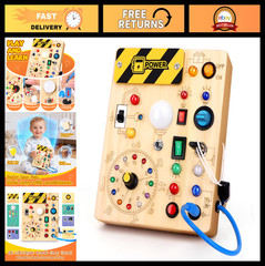 Sensory Busy Board for Toddlers – Montessori Educational Toy for Kids 1-3 Years