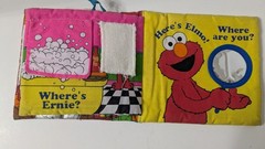 Where’s Elmo? Peek-A-Boo Book Cloth Sesame Street Soft Play Baby Touch Feel 1999