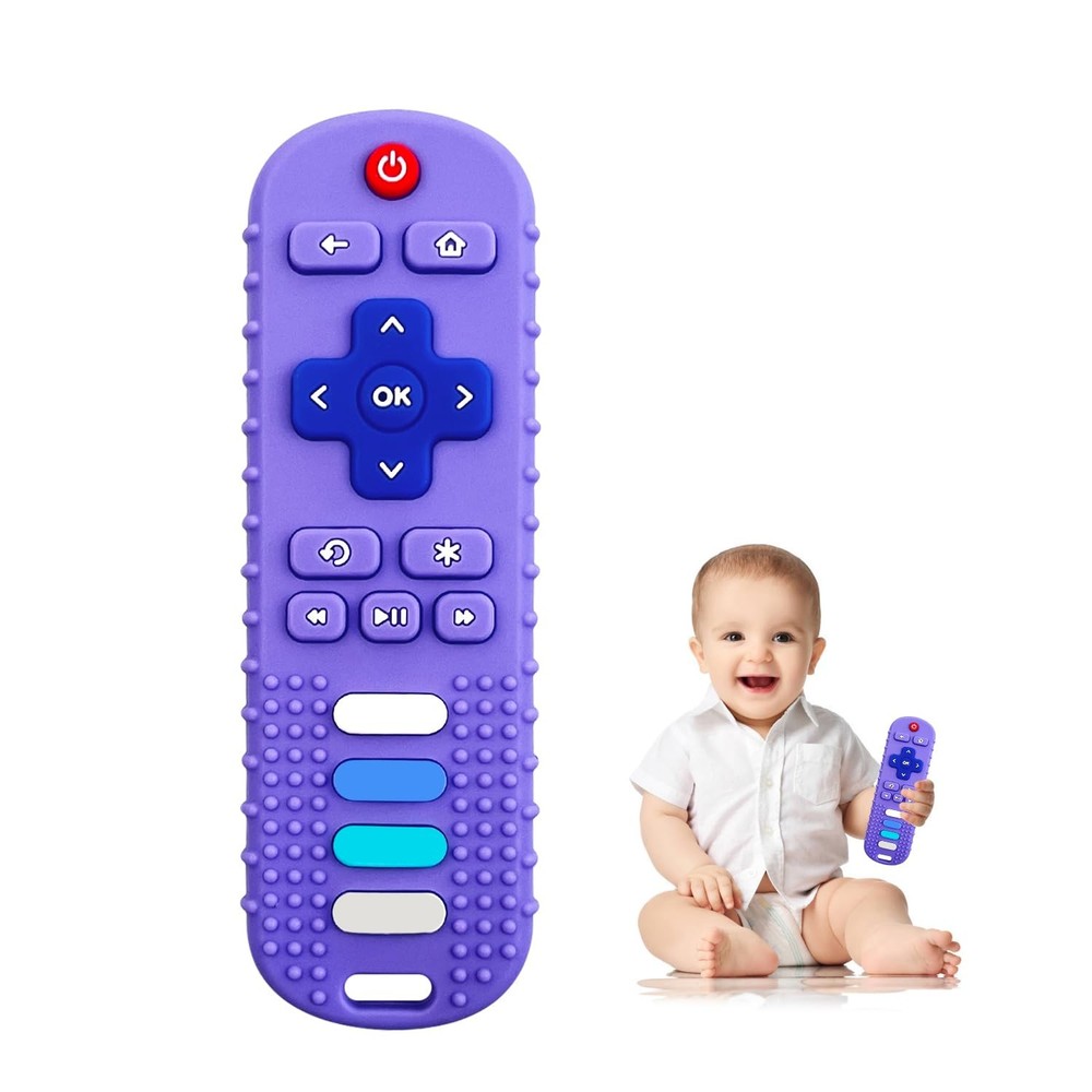 ROBBEAR Baby Teething Toys, Soft Silicone Teethers for Babies 3 6 RC-Purple