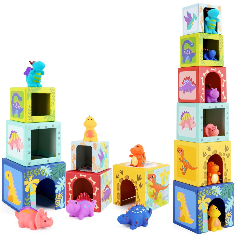 Toddlers and Babies Dinosaur Sorting and Stacking Toys Blocks for 1-3 Kids Pr…