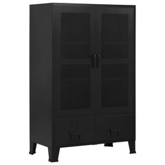Office Cabinet with Mesh Doors Industrial Black 29.5″x15.7″x47.2″ Steel