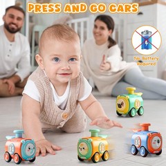 Keamaidy Baby Train Car Toys for Toddler 1-3, 4PCS Press to Go 7.4 inches