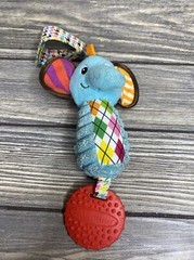 Infantino Plush Elephant Rattle Crinkle Teether Baby Toddler Toy 8″