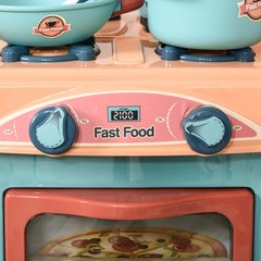 Kids Kitchen with Accessories, Cash Register, Play Food, Wheels for kids 3-6