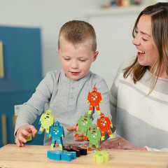 Stacking Robots – Colorful Wooden Stacking Toy for Kids – 9 Pcs. Fun Puzzle for