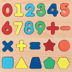 Wooden Alphabet & Numbers Shapes Puzzle Set Educational Board for Toddlers Kids