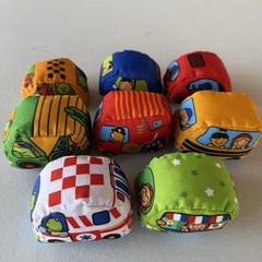 Melissa & Doug Baby Lot Of 7 Take Along Town Soft Cars Rattle Crinkle Squeak Toy