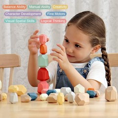 36 piezas de piedras de madera para clasificar y apilar, juguetes sensoriales.