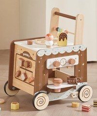 Wooden Baby Walker with Adjustable Speed & 10-in-1 Busy Board – Montessori Toy