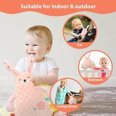 Baby Stuffed Animal Security Blanket with Teething Toy Baby Lovey Snuggle Toy