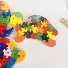 3 Alphabet & Number Jigsaw Puzzle Animal Wooden Puzzle Snake Snail Turtle