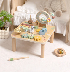 Wooden Baby Activity Table Bead Maze Xylophone Shape Sorter Learning Toy