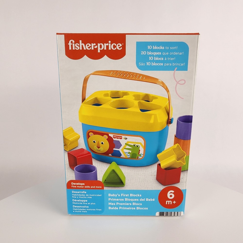 Fisher-Price Stacking Toy Baby’s First Blocks Set of 10 Shapes for Sorting Play
