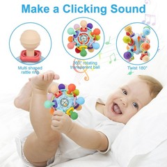 Baby Montessori Sensory Toys for 0-6 6-12 Months, Teether Medium, Blue