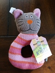 Rich Frog RING RATTLE FROG baby plush rattle toy NEW with tag Gray Cat