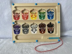 Wooden Magnetic Alphabet Car Maze & Color Bucket Puzzles Montessori Fine Motor