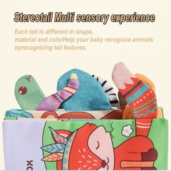 Baby 3D Soft Cloth Books Safe Tear-Resistant Animal Tails Crinkle Paper Beeper
