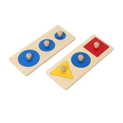 Montessori Multiple & Single Shape Puzzles – Jumbo Knob Wooden Geometry & Col…