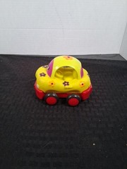 Battat Just B. Wheeee-ls Pull Back Toy Soft Buggly Car Yellow Flowers Vehicle