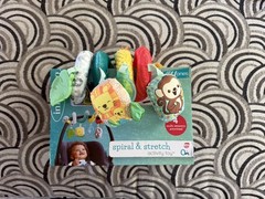Infantino Spiral Stretch Baby Stroller Car Seat Activity Toy Lion Monkey Sensory