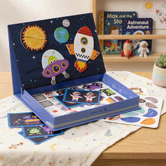 Magnetic Space Puzzle Box for Kids Wooden Montessori Learning Toy Set