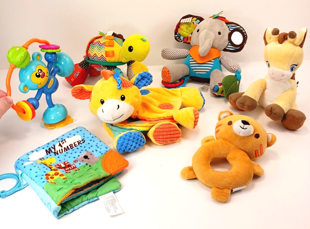 Lot of 7 Infant Toys Sensory Rattles Jungle Infantino Spark Create Skip Hop #2