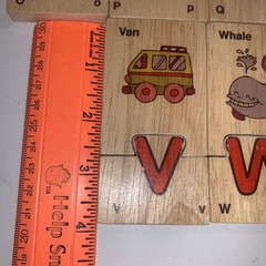 52 piece Alphabet & Picture Wooden Puzzle w/ Storage Box ABC Education