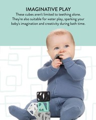 Malarkey Kids Stack N Chew – Mini Cubes Baby Toy Small, Monochrome