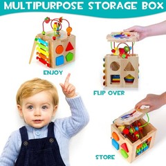 Wooden Activity Cube With Bead Maze 8 n 1 Baby Activity Cube